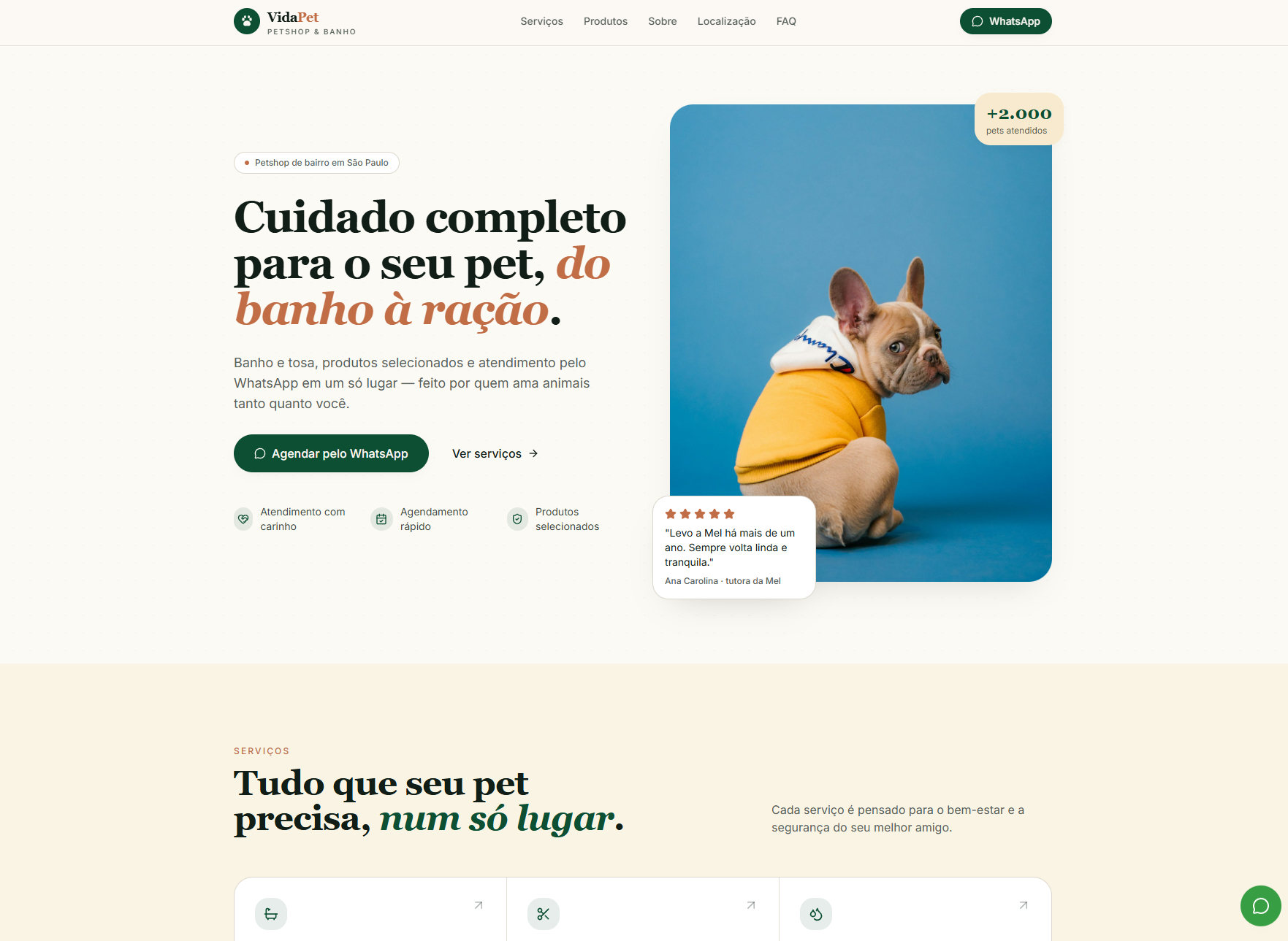 Preview do projeto Vida Pet